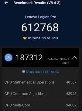 تست بنچمارک Lenovo Legion Phone Duel